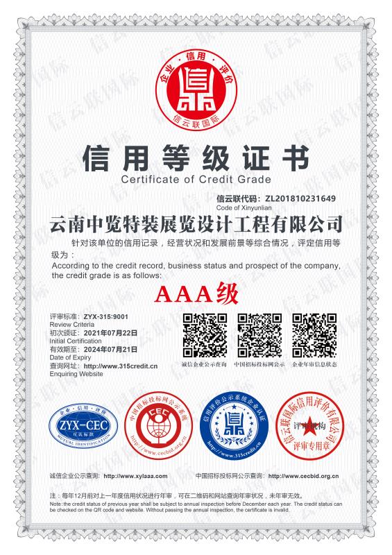 信用等級(jí)證書